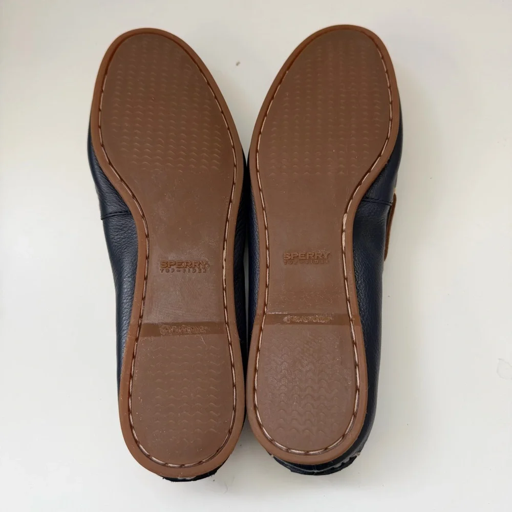 Sperry Top-Sider Sabrina Navy Women's Flats 8 M Navy Leather Flat Boat Shoes - Picture 6 of 10